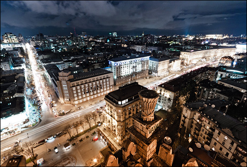 фото - Київ - Хрещ - з висоти вночі